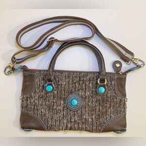 GABS Firenze brown wool and orange leather handbag